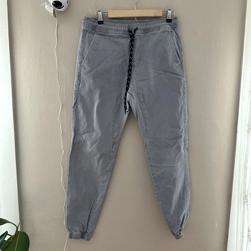 Charles and a Half Mens Twill Joggers Size M Gray Streetwear Casual Drawstring